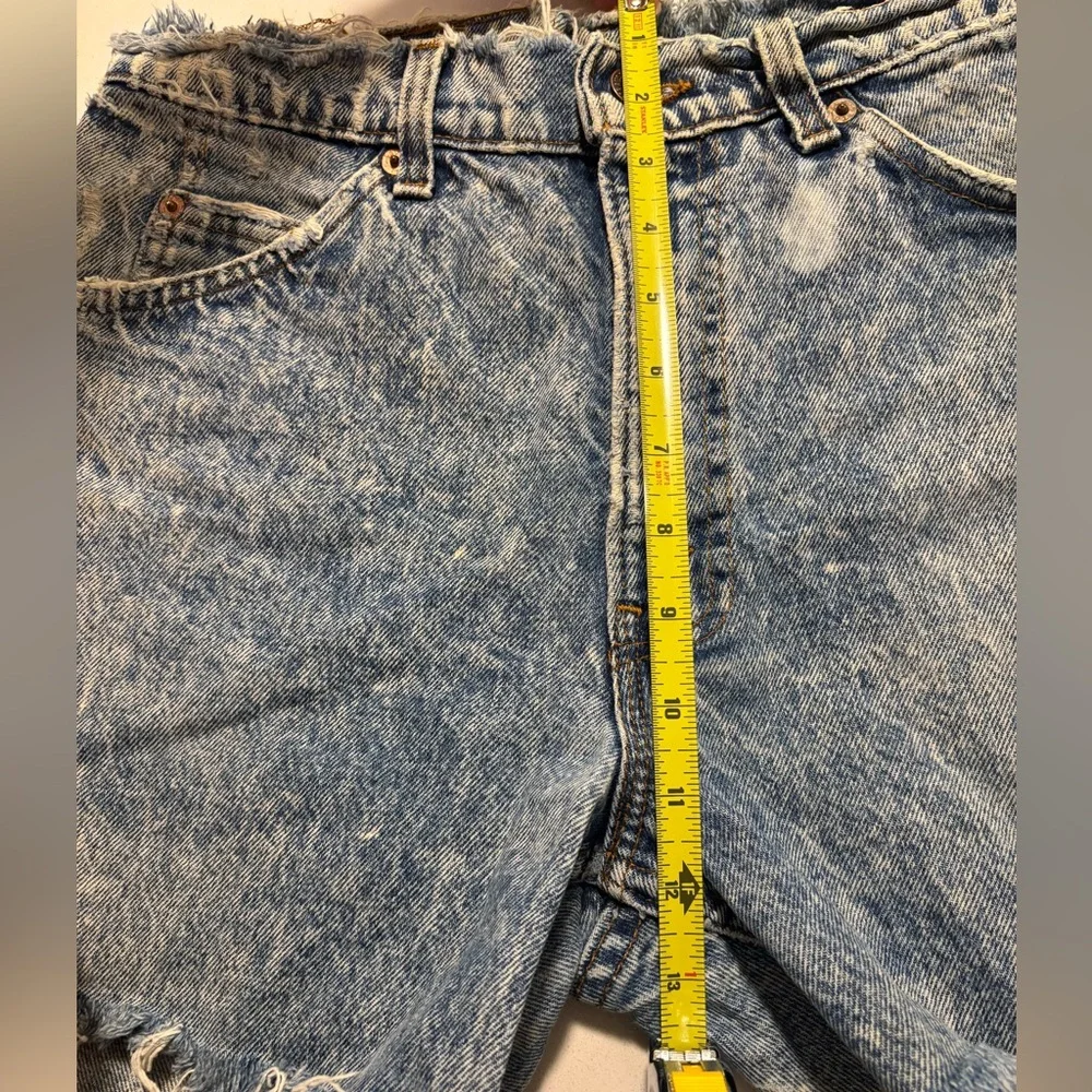 RARE VINTAGE LEVI'S ORANGE TAB Acid Wash High Rise Cutoff Denim Jean Shorts - Picture 13 of 15